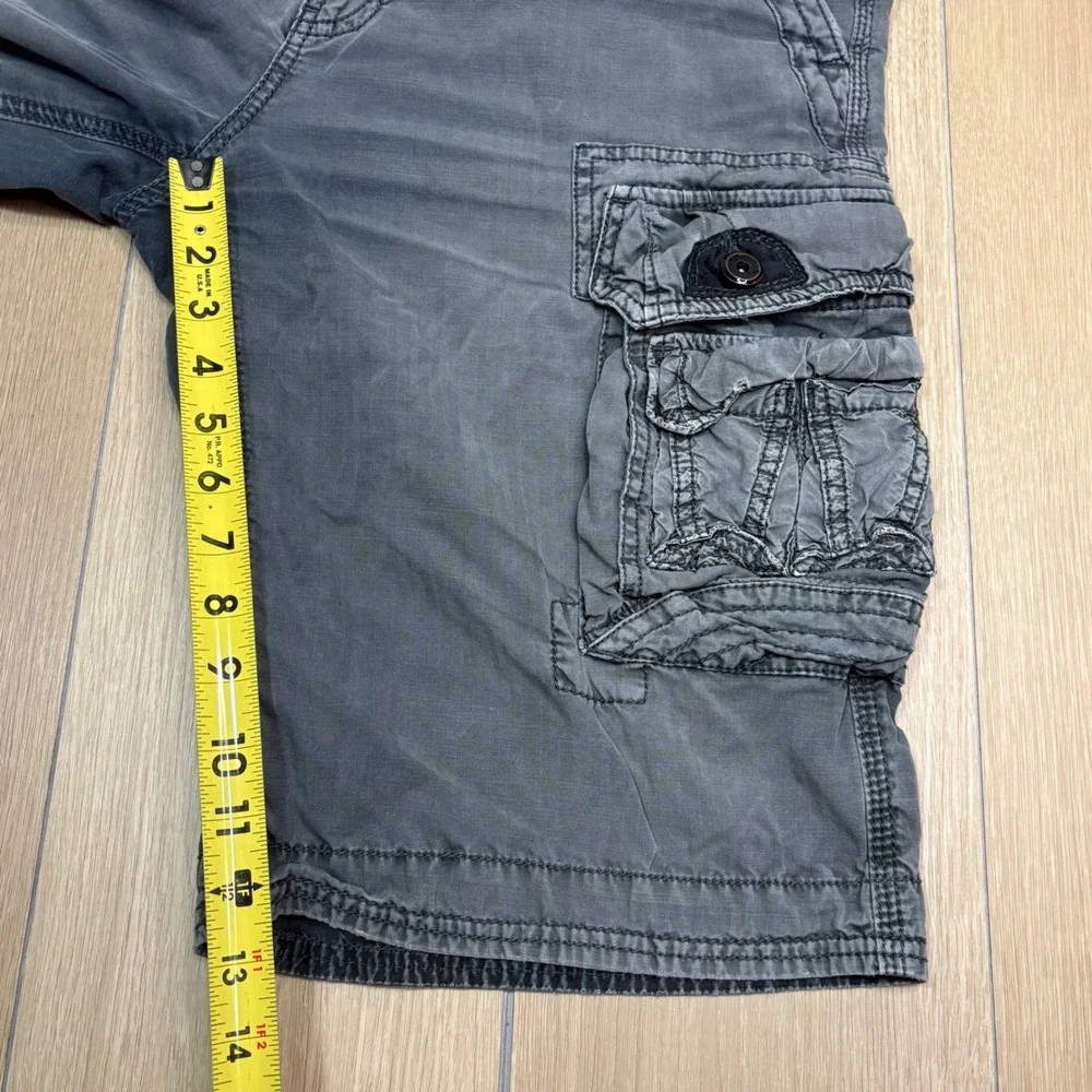 JetLag Mens Grey Organic Cotton Cargo Shorts Multi Pocket Heavy Utility Size 32
